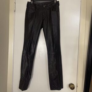 ELIE TAHARI black soft leather straight leg pants size US 2
